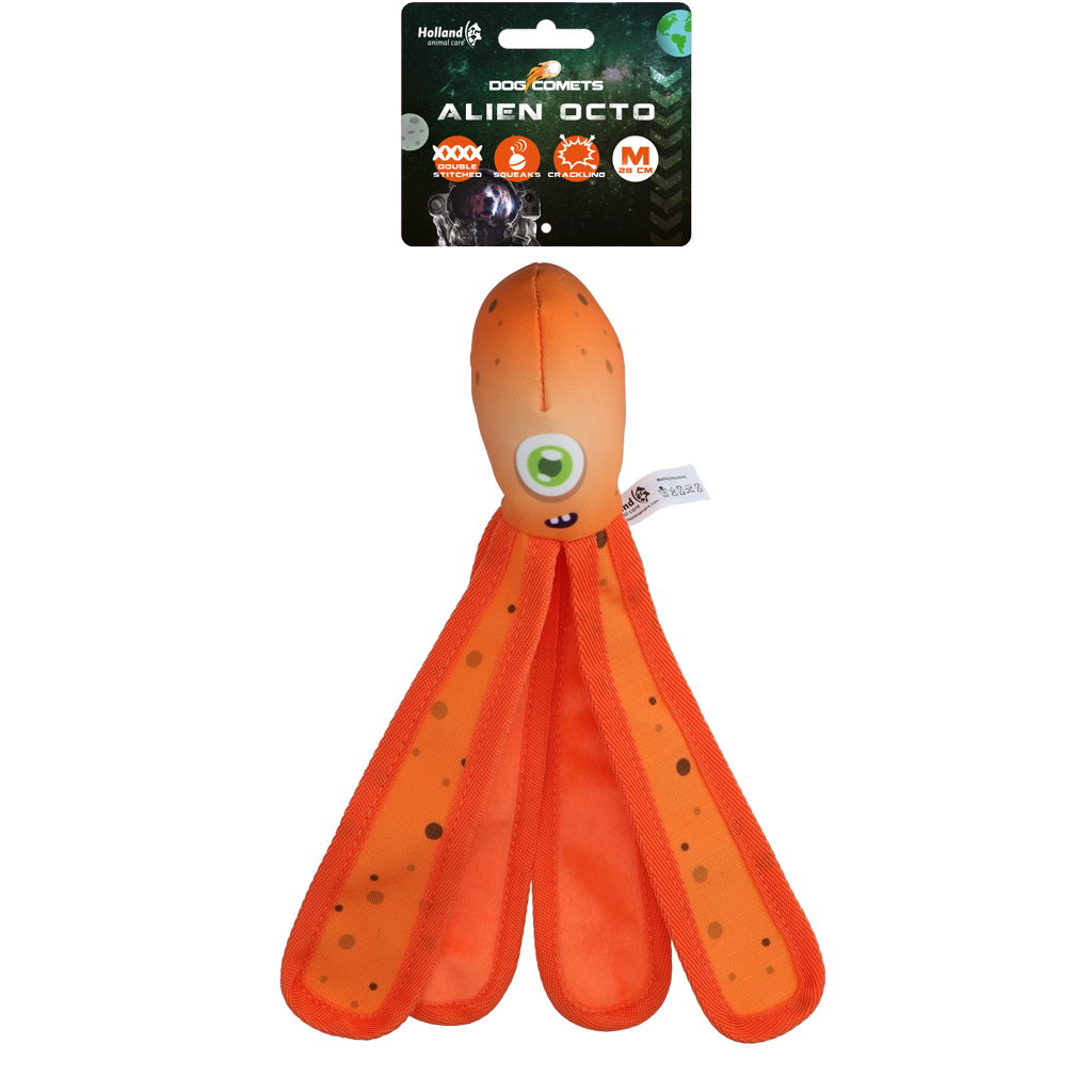 Dog Comets Alien Octo M Oranje - Stevig Hondenspeeltje met Pieper - afbeelding 1