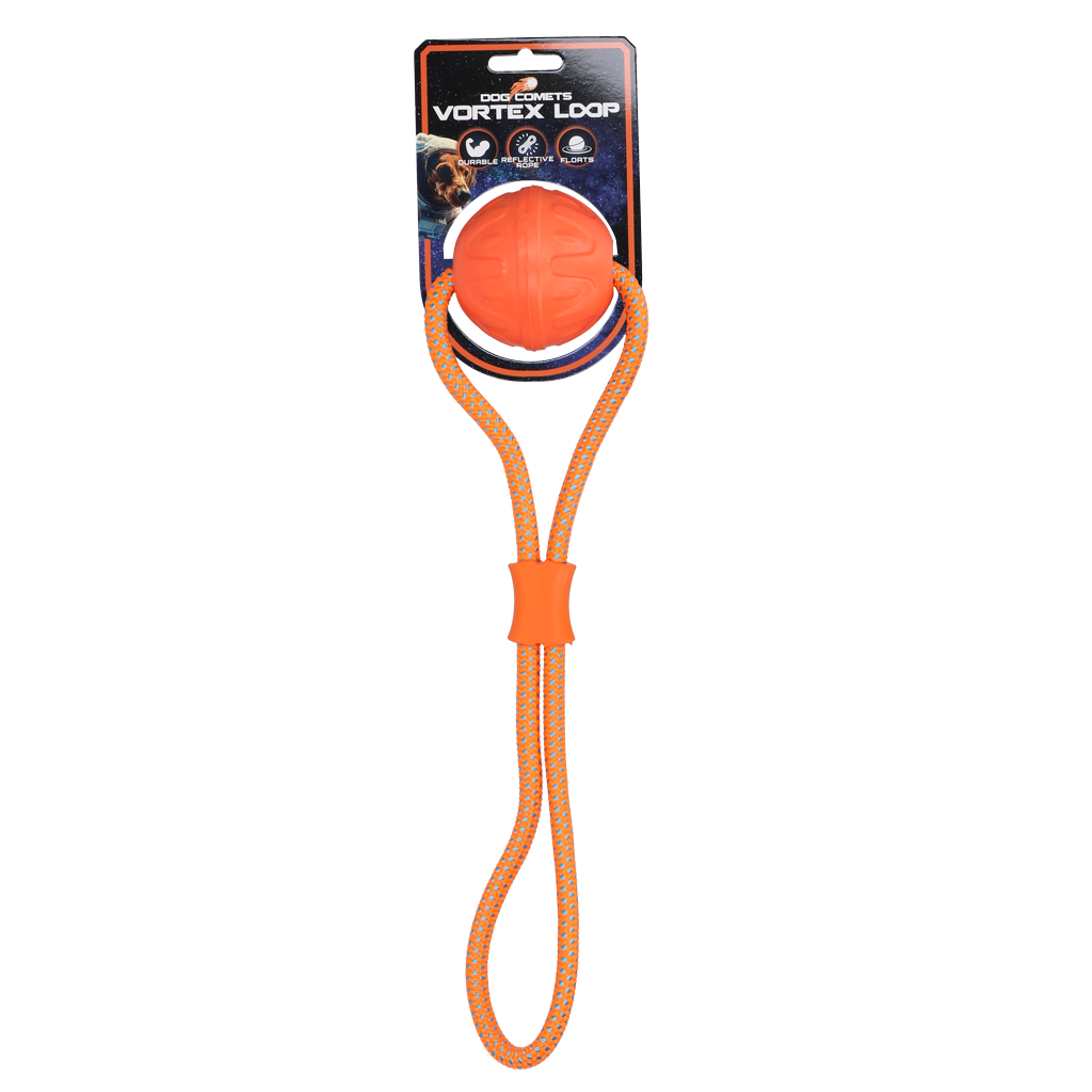Dog Comets Vortex Loop Oranje - Speelbal met Touw - afbeelding 1