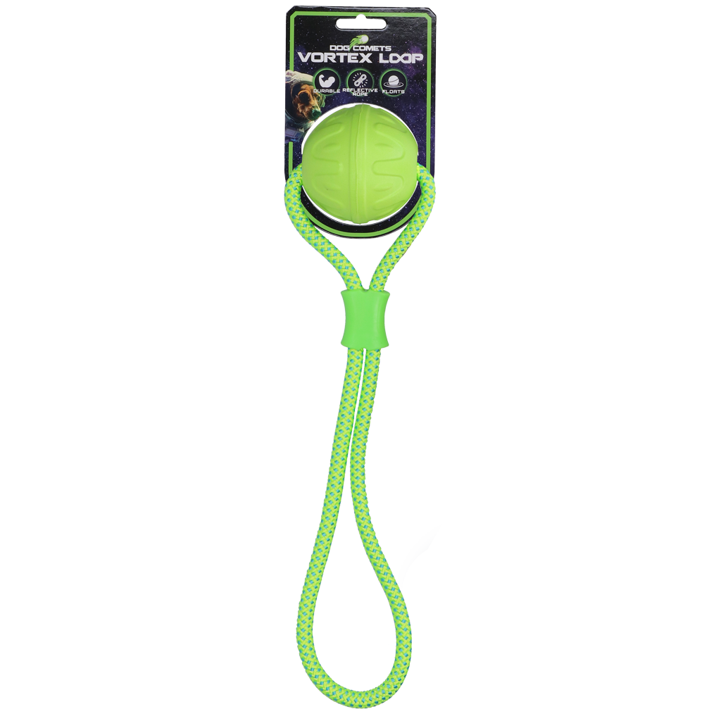 Dog Comets Vortex Loop Groen - Speelbal met Touw voor Honden - afbeelding 1
