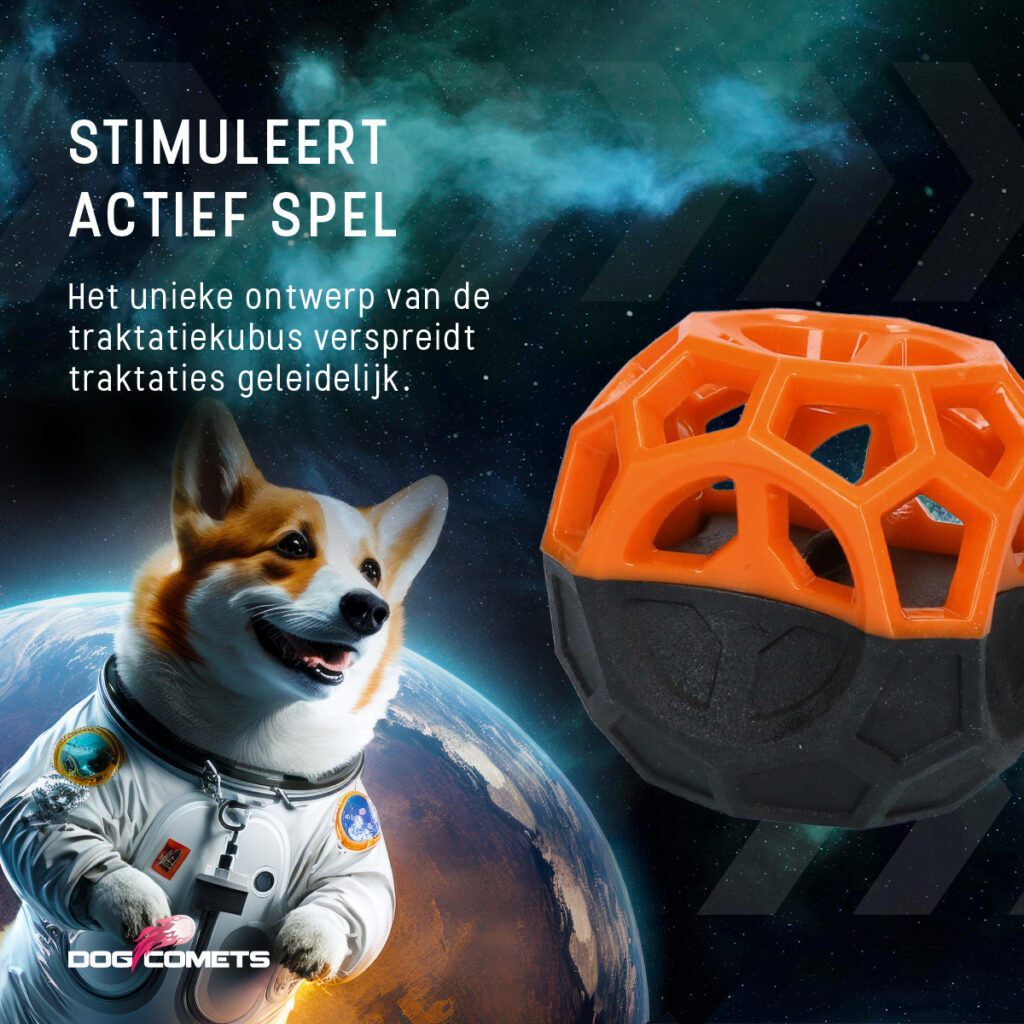 Dog Comets Moonstone Traktatiekubus Oranje - Speelgoed voor Honden - afbeelding 6