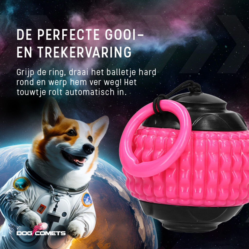 Dog Comets Blazar Jet Roze - Multifunctionele Speelbal van Duurzaam Kunststof - afbeelding 6