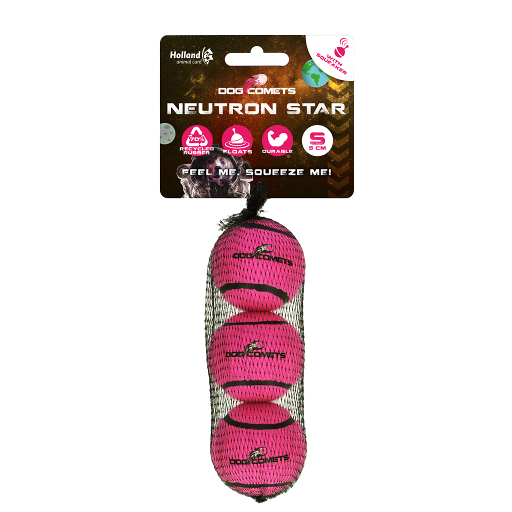 Dog Comets Tennisbal Met Pieper Neutron Star S Roze (3-pack) - afbeelding 1