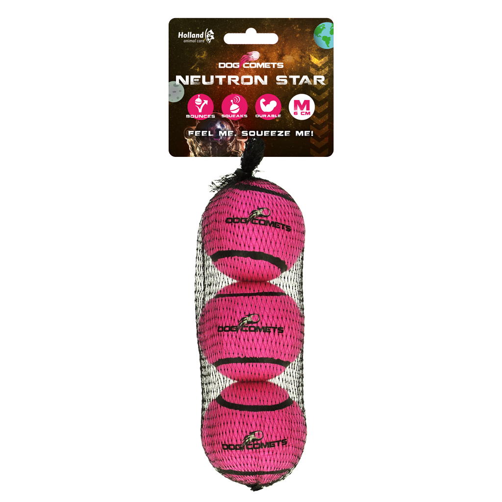 Dog Comets Tennisbal Met Pieper Neutron Star M Roze (3-pack) - afbeelding 1