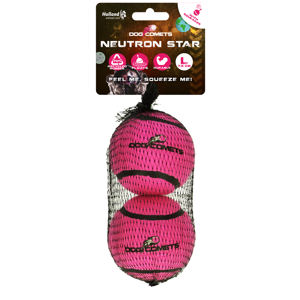 Dog Comets Tennisbal Met Pieper Neutron Star L Roze (2-pack) - afbeelding 1