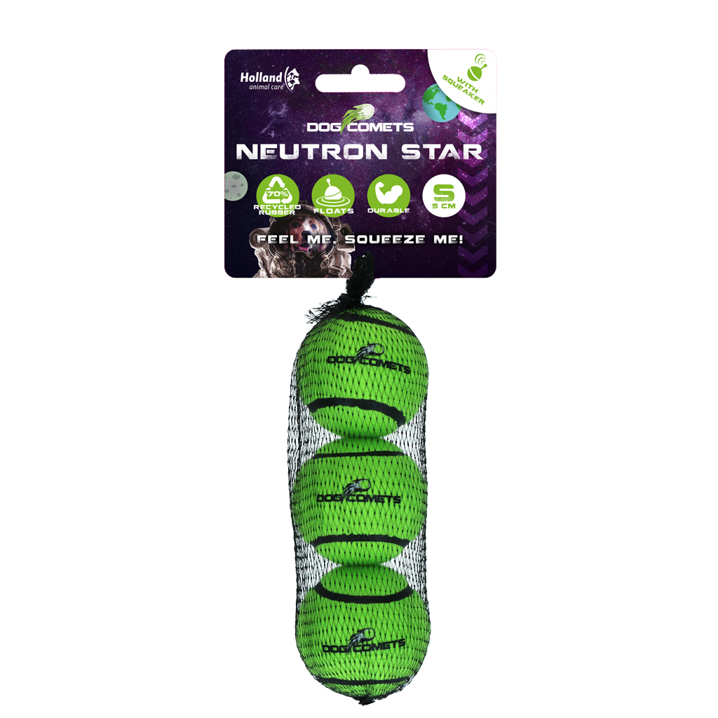 Dog Comets Tennisbal Met Pieper Neutron Star S Groen 3-pack - afbeelding 1