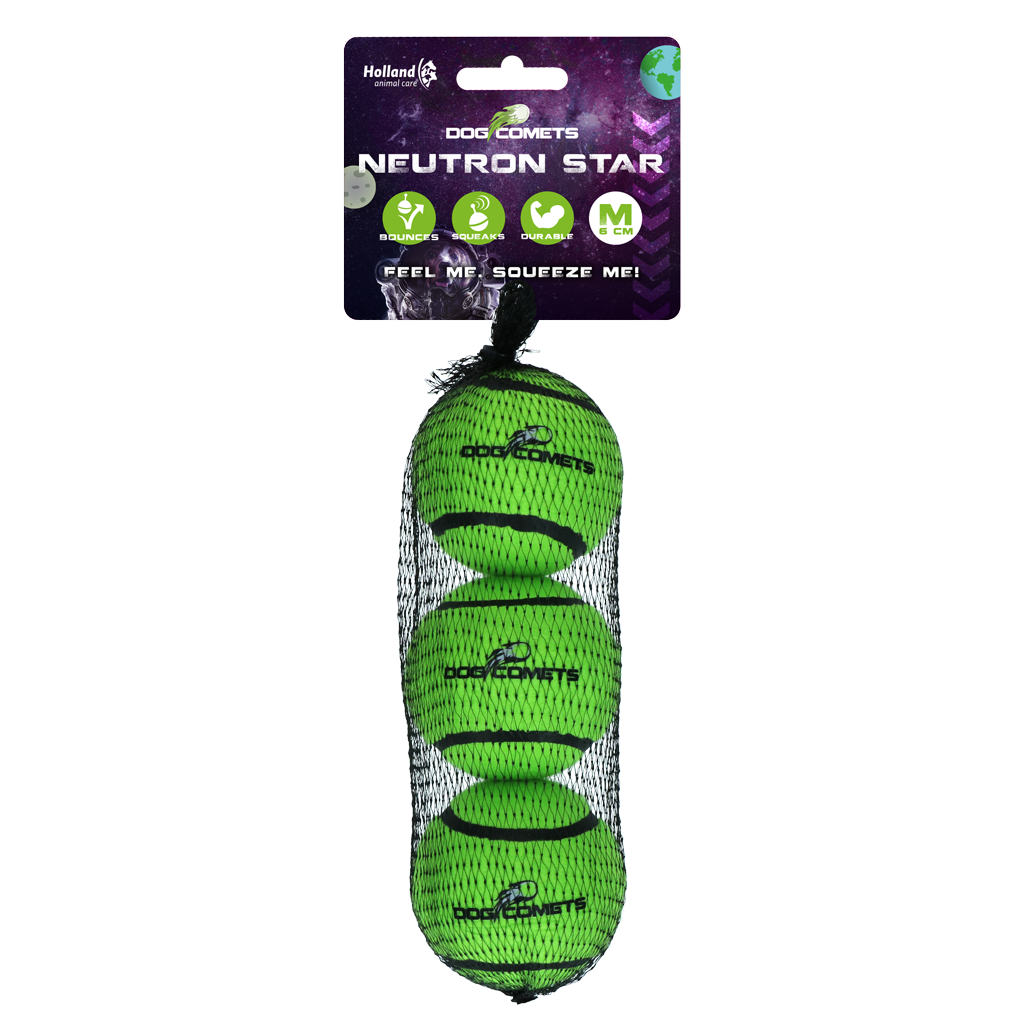 Dog Comets Tennisbal Met Pieper Neutron Star M Groen (3-pack) - afbeelding 1