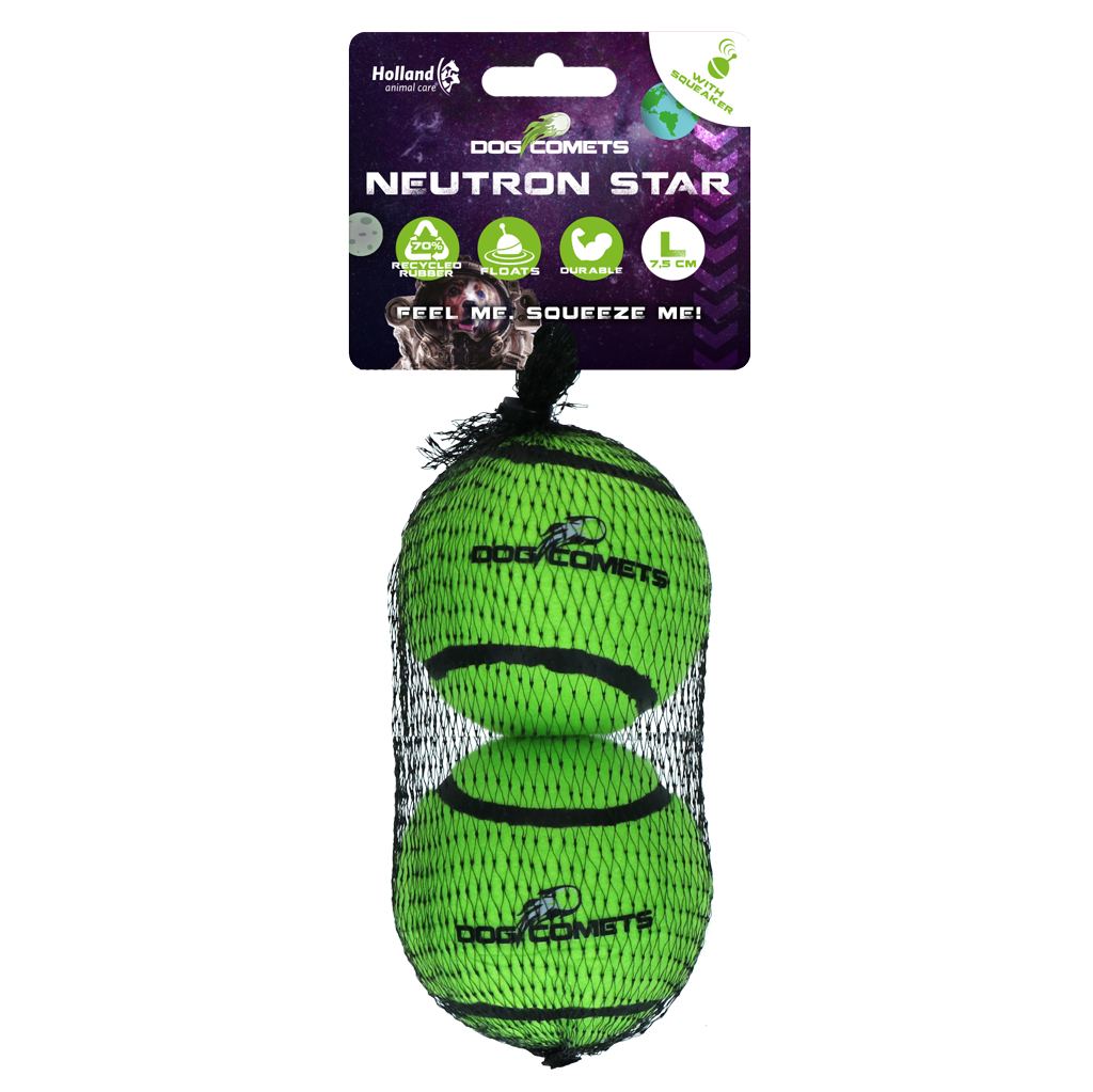 Dog Comets Tennisbal Met Pieper Neutron Star L Groen (2-pack) - afbeelding 1