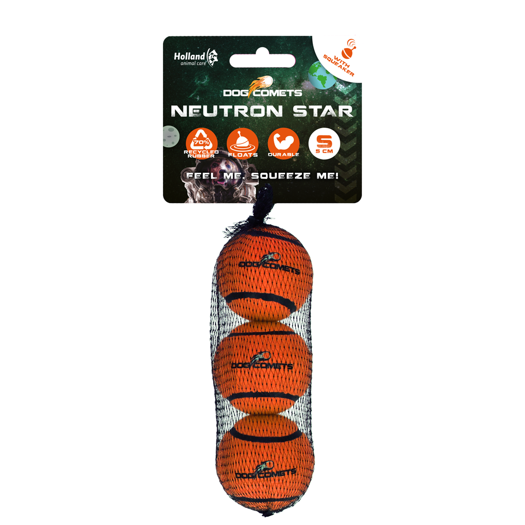 Dog Comets Tennisbal Met Pieper Neutron Star S Oranje (3-pack) - afbeelding 1