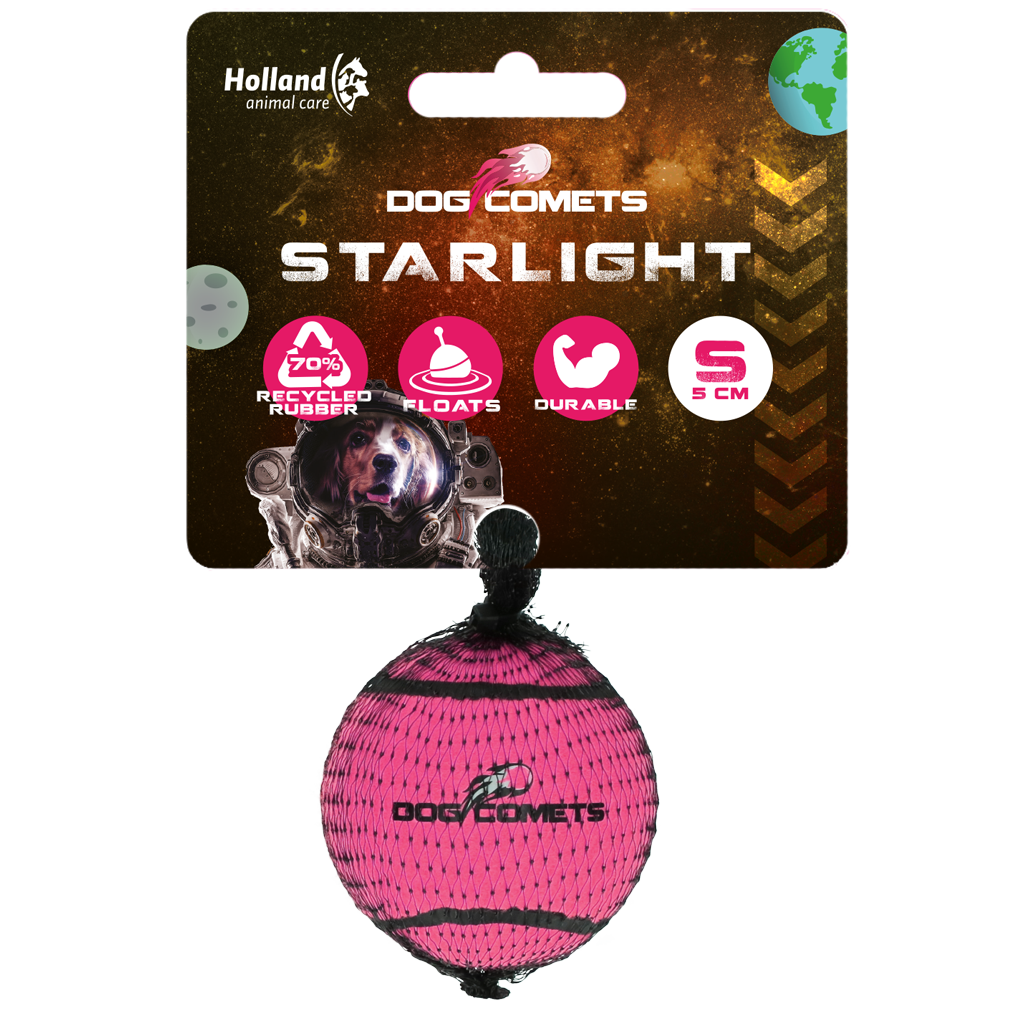 Dog Comets Tennisbal Starlight S Roze - Sterke en Stuiterende Speelbal - afbeelding 1