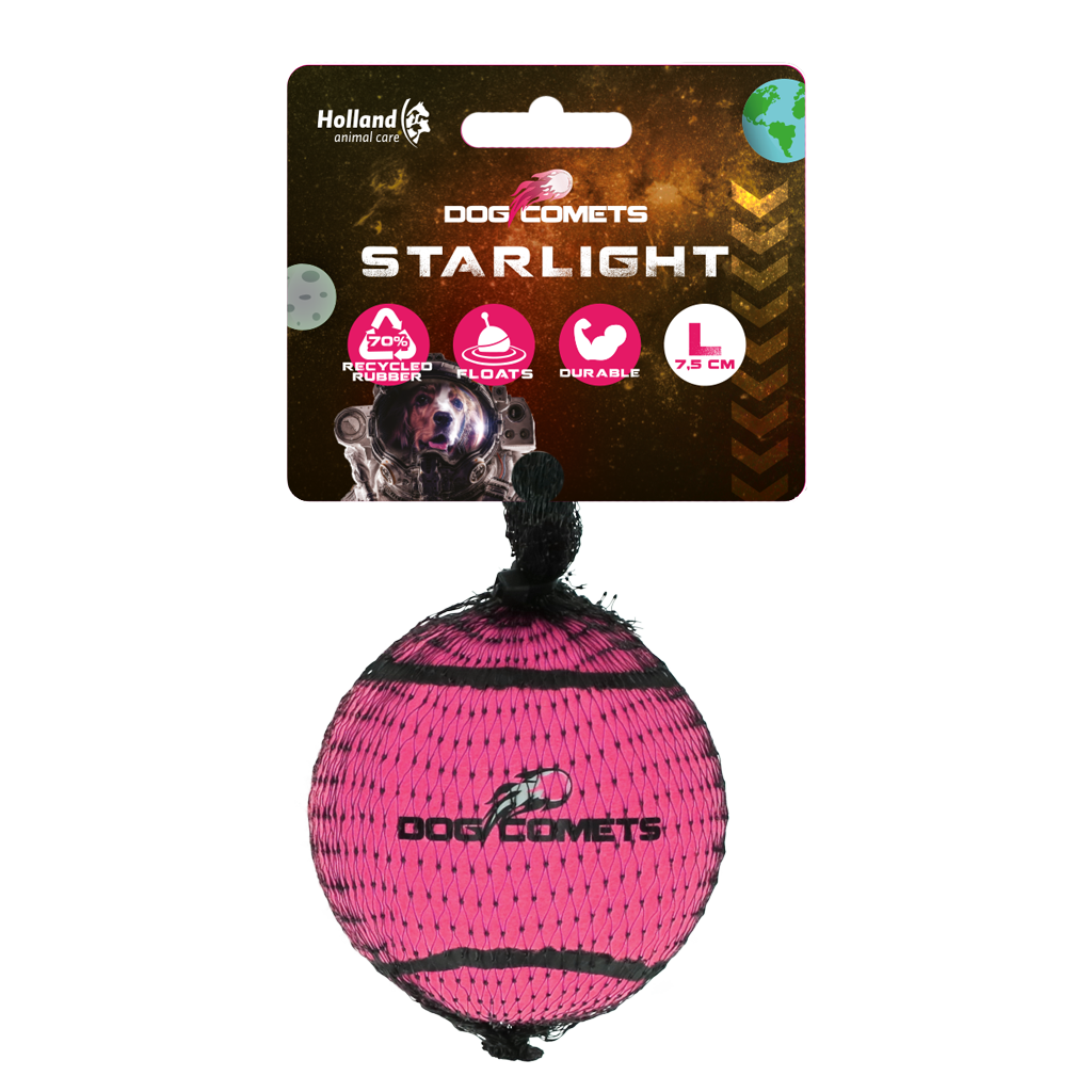 Dog Comets Tennisbal Starlight L Roze - Sterke en Drijvende Speelbal - afbeelding 1