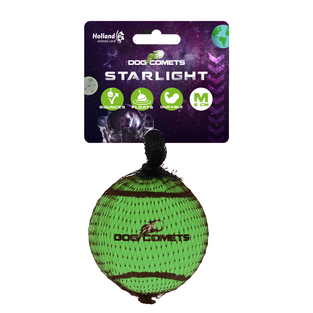 Dog Comets Tennisbal Starlight M Groen - Sterke, drijvende tennisbal voor honden - afbeelding 1