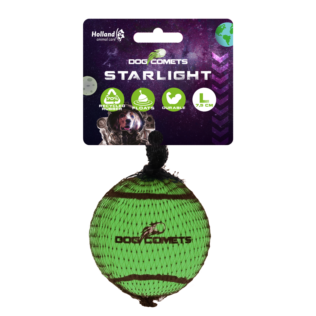 Dog Comets Tennisbal Starlight L Groen - Sterke en Drijvende Speelbal - afbeelding 1