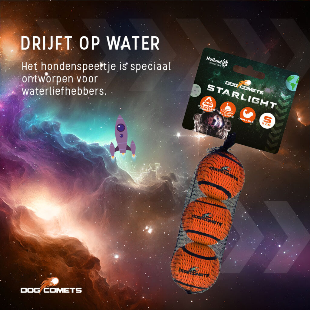 Dog Comets Tennisbal Starlight S Oranje (3-pack) - Sterke en drijvende bal - afbeelding 6