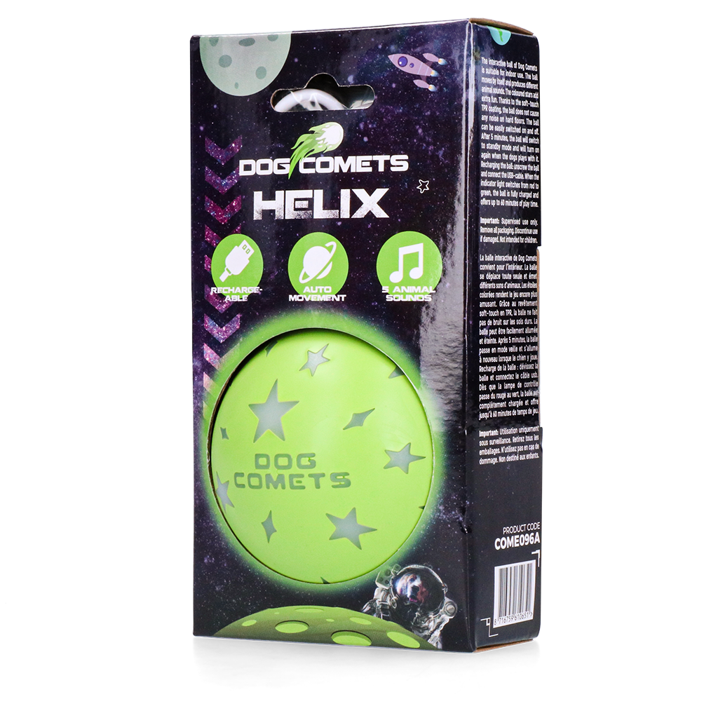 Dog Comets Helix Groen - Interactieve Speelbal met Geluid en Licht - afbeelding 1