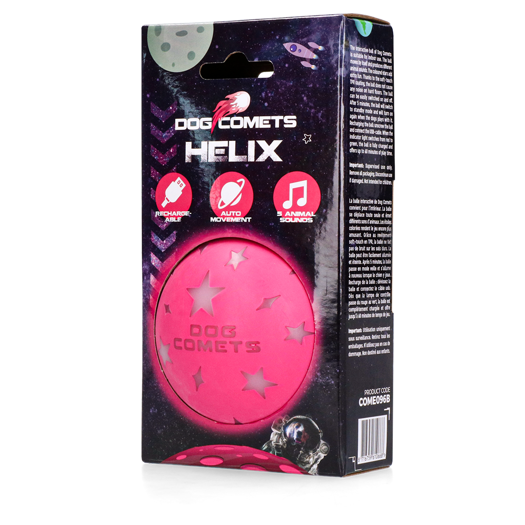Dog Comets Helix Roze Interactieve Speelbal voor Honden - afbeelding 1