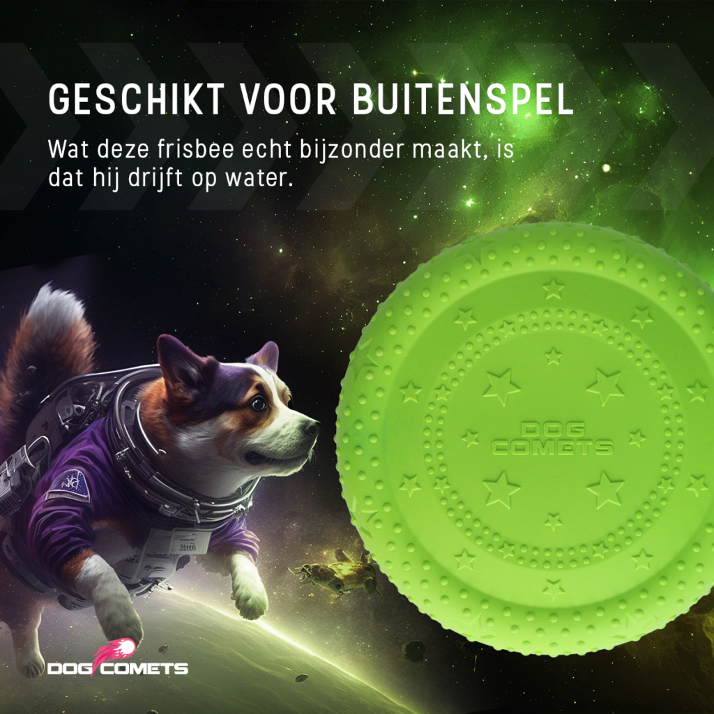 Dog Comets UFO Flyer Groen M - Hondenfrisbee voor Actieve Honden - afbeelding 5