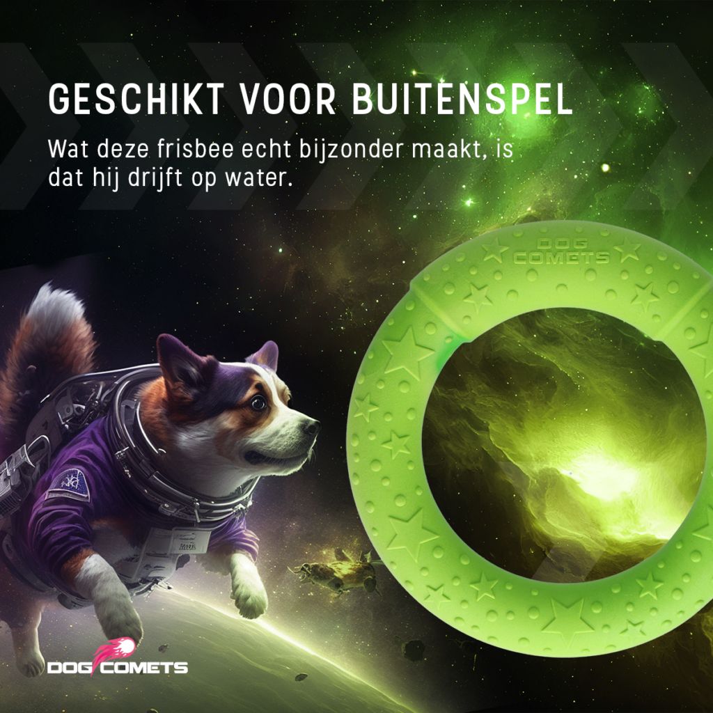 Dog Comets UFO Ring Groen M - Speelgoed voor Actieve Honden - afbeelding 5