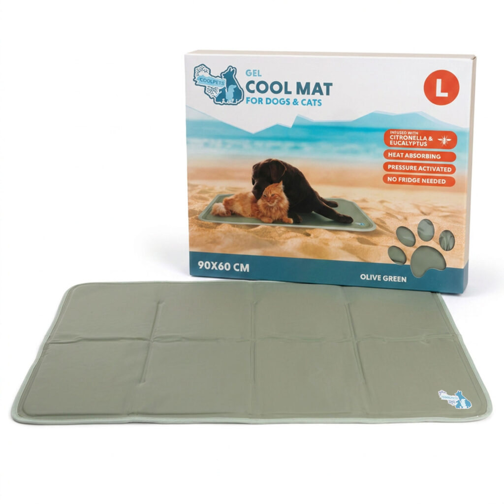 Coolpets Gel Cooling Mat Olijfgroen L - Koelmat voor Honden en Katten - afbeelding 1