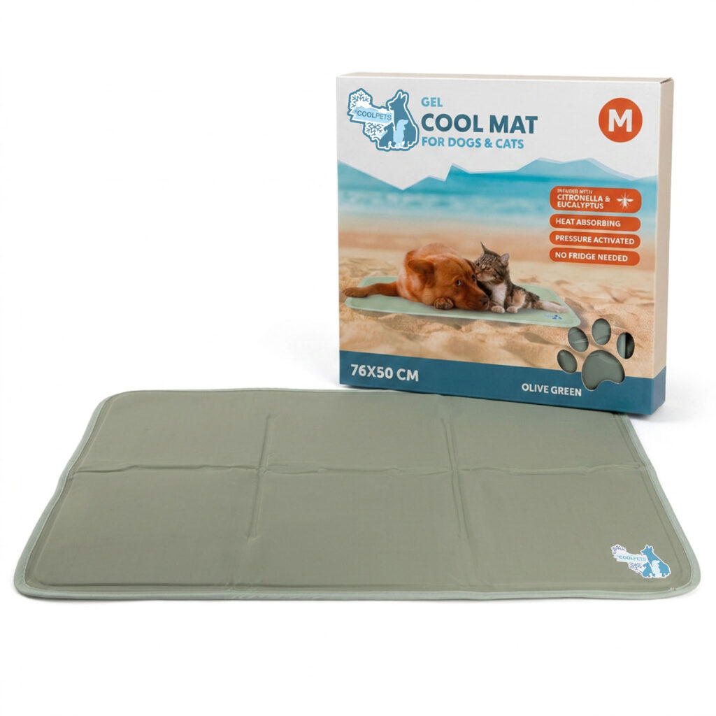 Coolpets Gel Cooling Mat Olijfgroen M - Koelmat voor Honden en Katten - afbeelding 1