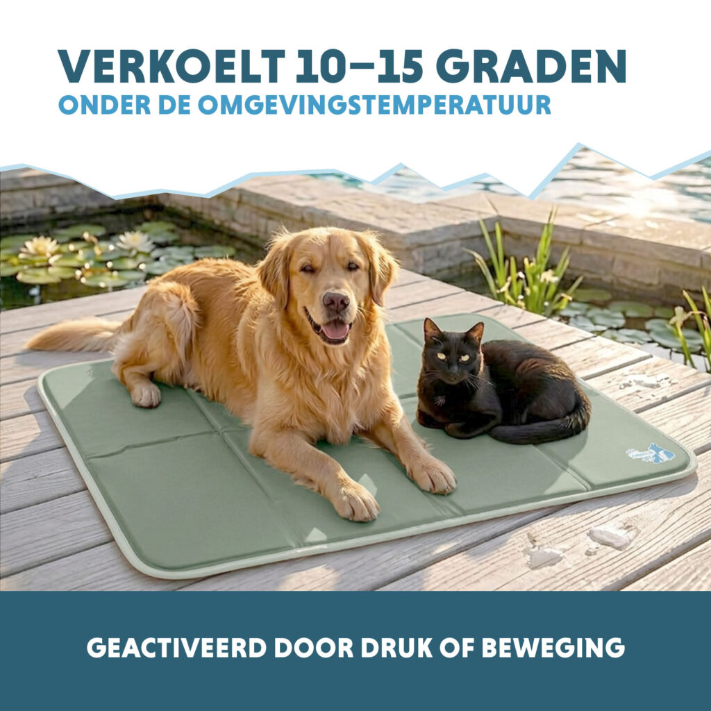 Coolpets Gel Cooling Mat Olijfgroen XL - Koelmat voor Honden en Katten - afbeelding 4