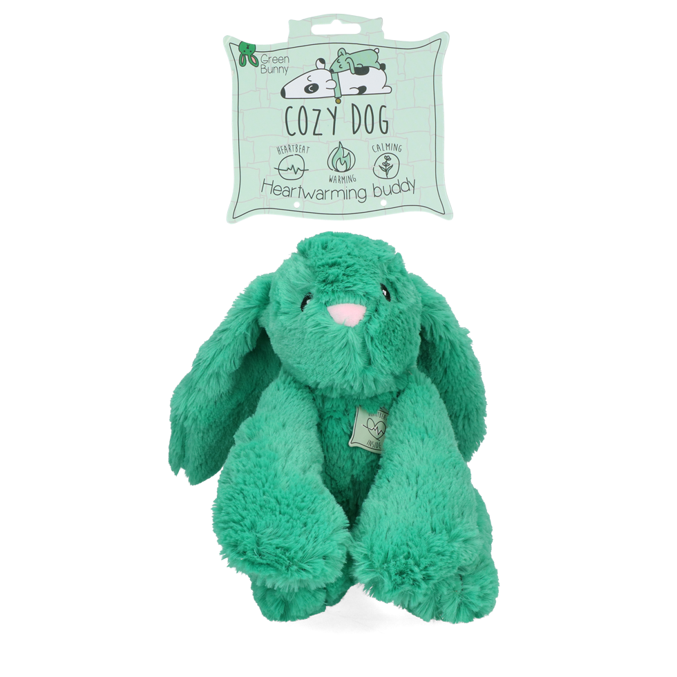 Cozy Dog Bunny Groen - Knuffel met Warmte en Hartslag voor Honden - afbeelding 1