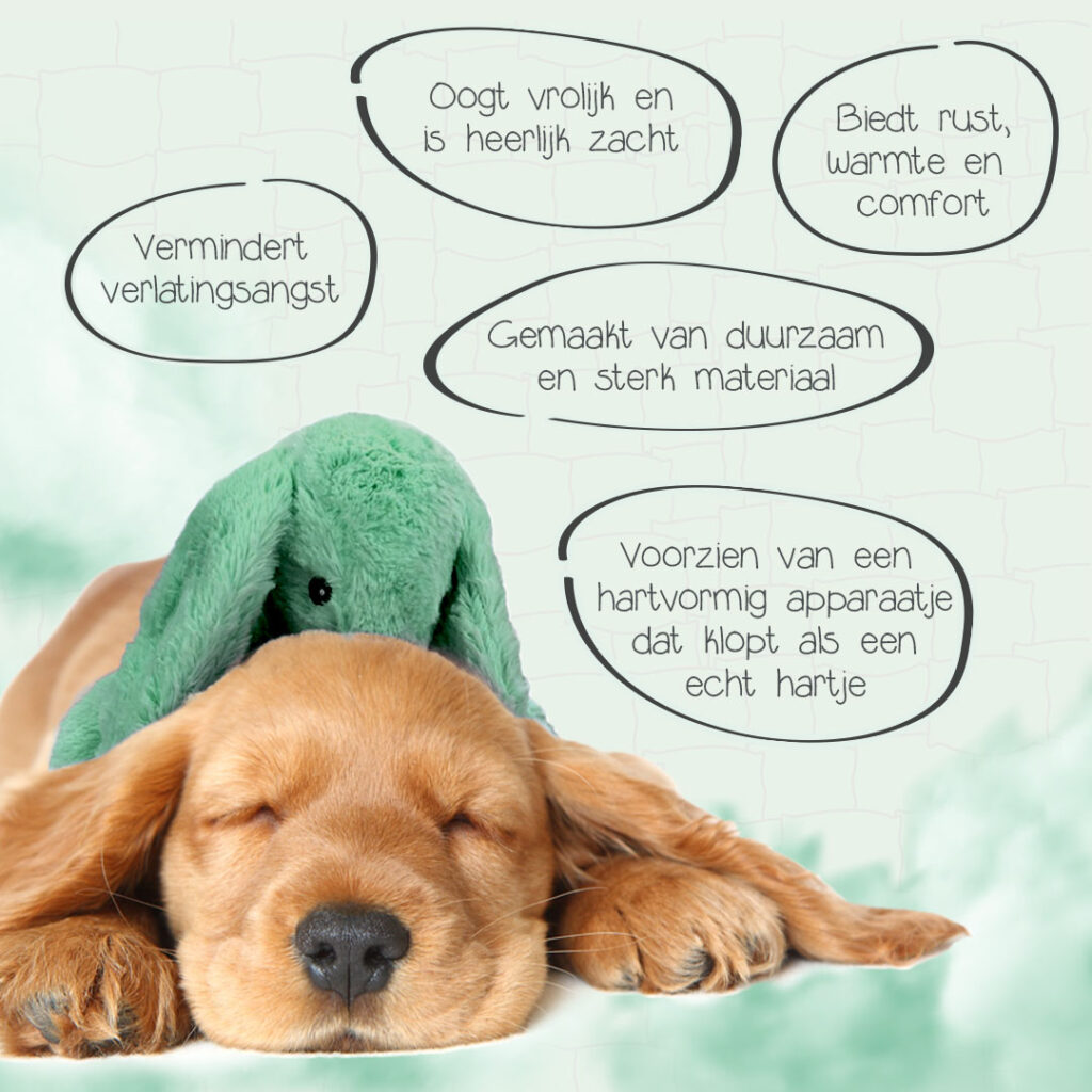 Cozy Dog Bunny Groen - Knuffel met Warmte en Hartslag voor Honden - afbeelding 3