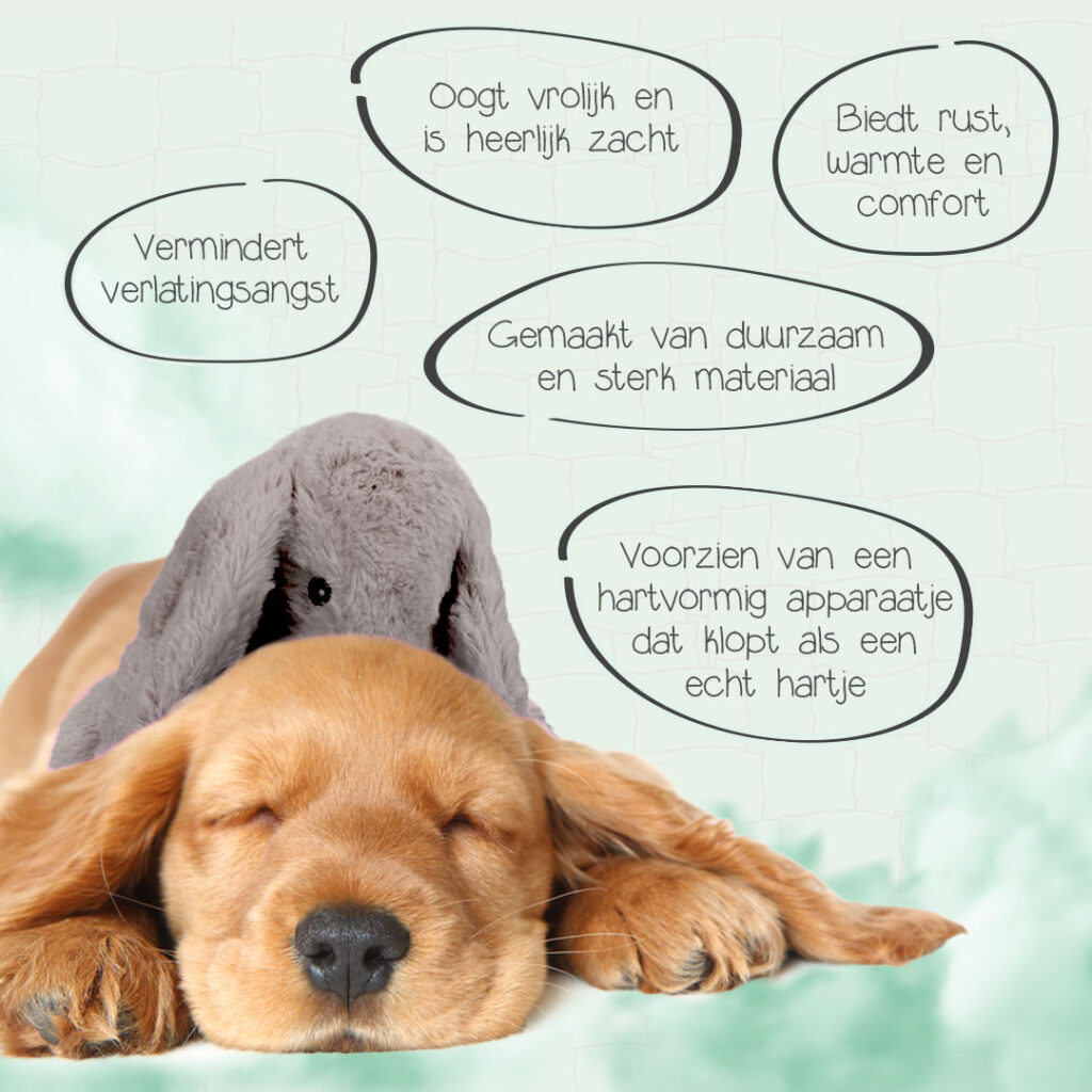 Cozy Dog Bunny Grijs - Knuffel met warmte en hartslag voor honden - afbeelding 4
