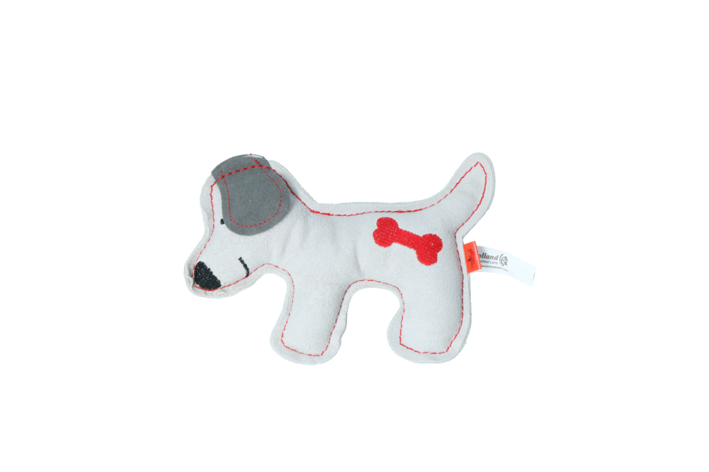 Doggy Doodles Puppy Lichtgrijs Runderleer Knuffeltje met Pieper - afbeelding 2