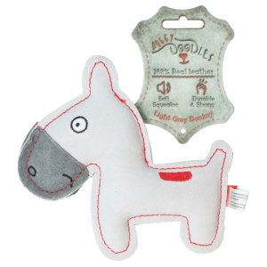 Doggy Doodles Ezel Lichtgrijs - Runderleer Knuffeltje voor Puppy