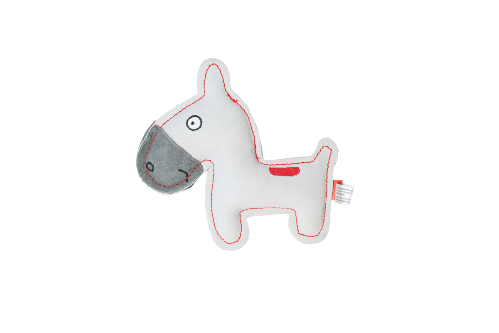Doggy Doodles Ezel Lichtgrijs - Runderleer Knuffeltje voor Puppy - afbeelding 4