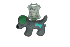 Tiny Doodles Puppy Groen - Knuffeltje van runderleer voor pups