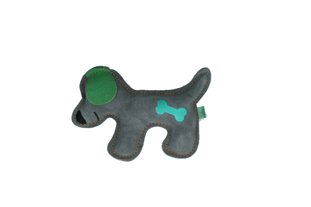 Tiny Doodles Puppy Groen - Knuffeltje van runderleer voor pups - afbeelding 2