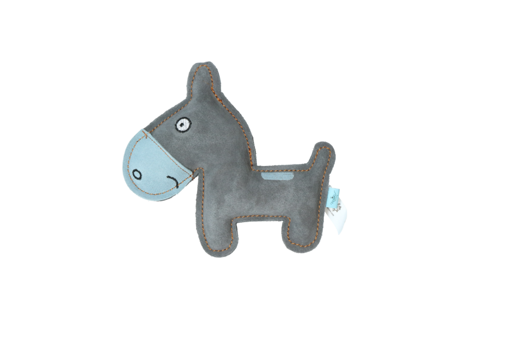Tiny Doodles Ezel Blauw - Speelgoed van Runderleer voor Puppy - afbeelding 2