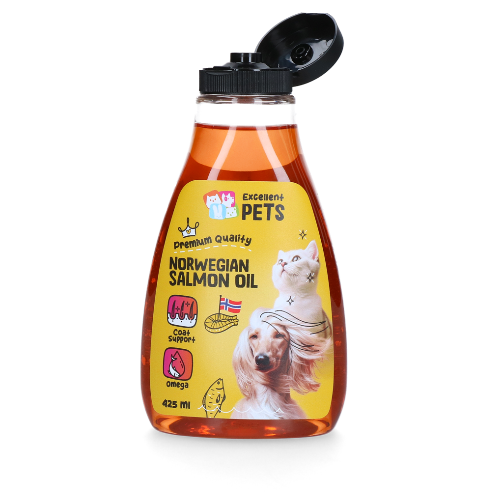 Excellent Pets Noorse Zalmolie 425 ml knijpflacon voor honden en katten - afbeelding 2