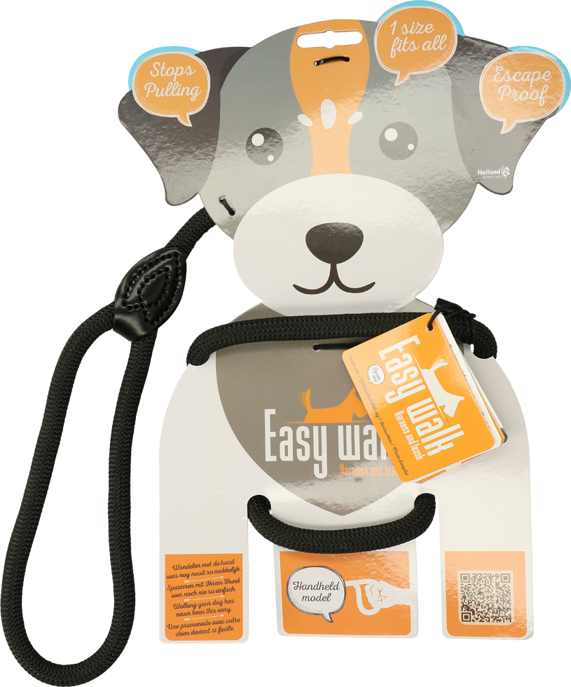 Easy Walk Handmodel Zwart - Tuig en riem in 1 product - afbeelding 1