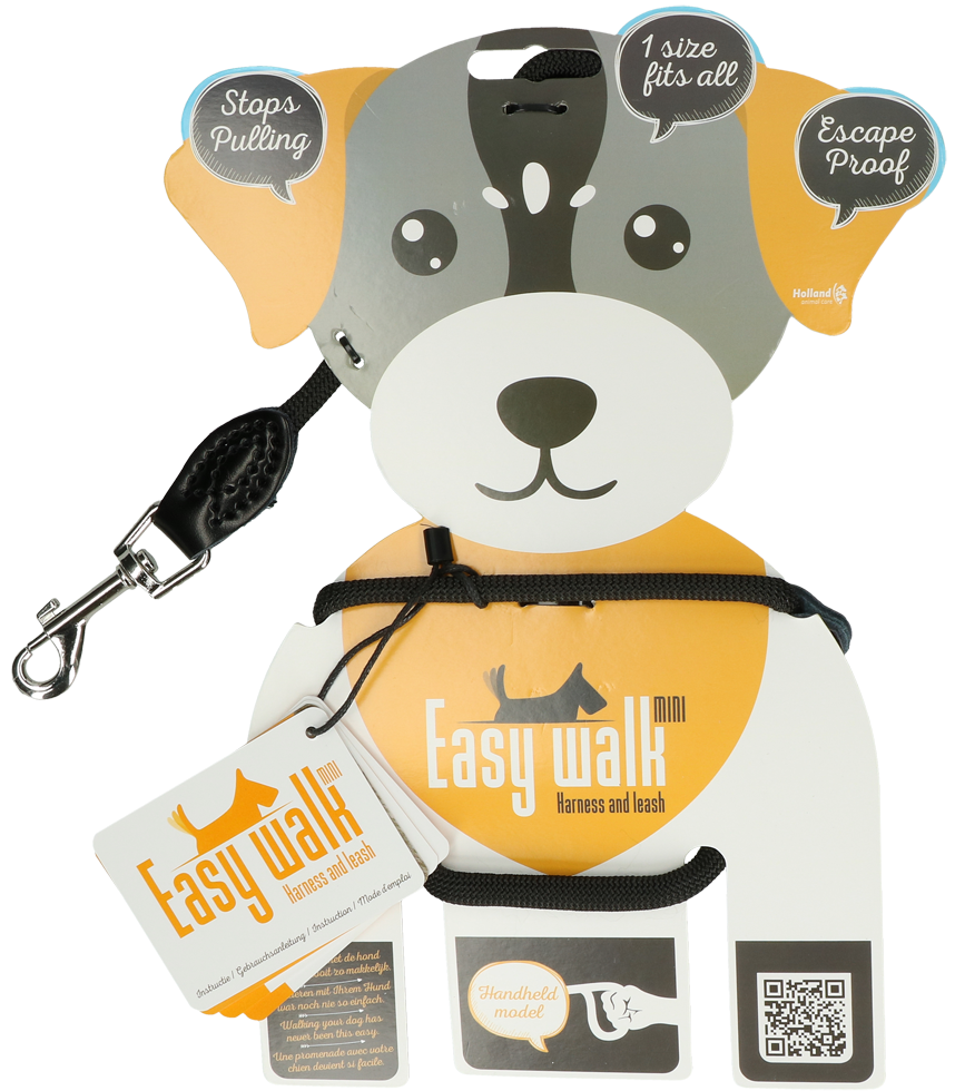 Easy Walk Schoudermodel Zwart - Mini Tuigje met Riem - afbeelding 1