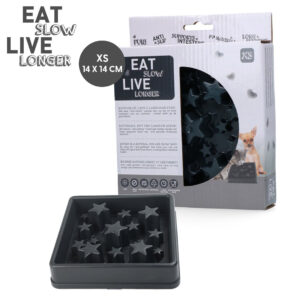 Eat Slow Live Longer Star Grijs XS - Anti-schrok voerbak voor honden en katten