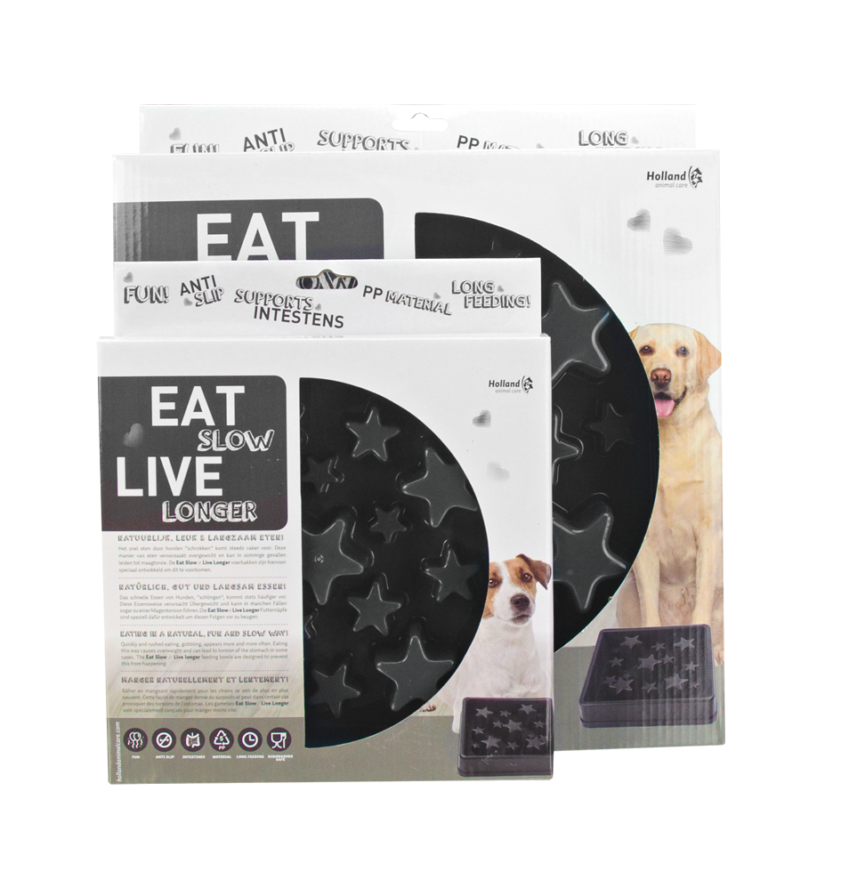 Eat Slow Live Longer Star Grijs L - Anti-schrok voerbak voor honden en katten - afbeelding 2