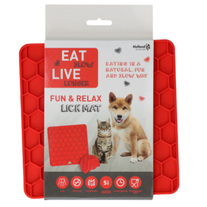 Eat Slow Live Longer Lick Mat Honeycomb Rood