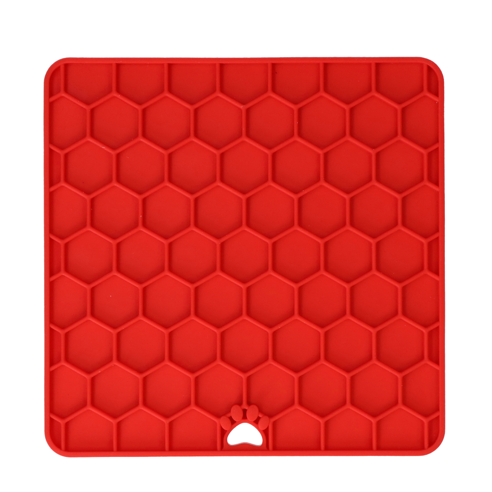 Eat Slow Live Longer Lick Mat Honeycomb Rood - afbeelding 3