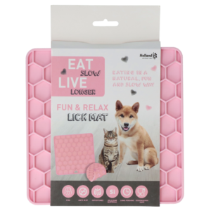 Eat Slow Live Longer Lick Mat Honeycomb Roze - Kalmerende likmat voor honden