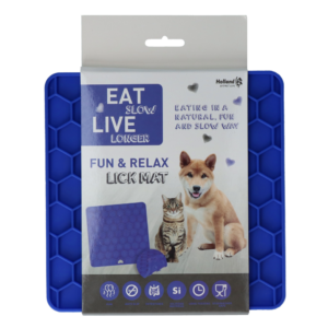 Eat Slow Live Longer Lick Mat Honeycomb Blauw - Kalmerende likmat voor honden