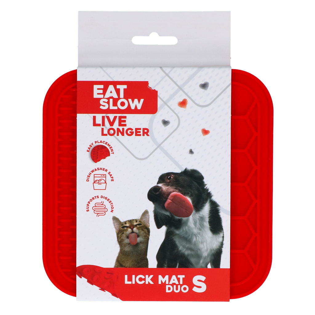 Eat Slow Live Longer Lick Mat Duo S Rood - 15 x 15 cm - afbeelding 1