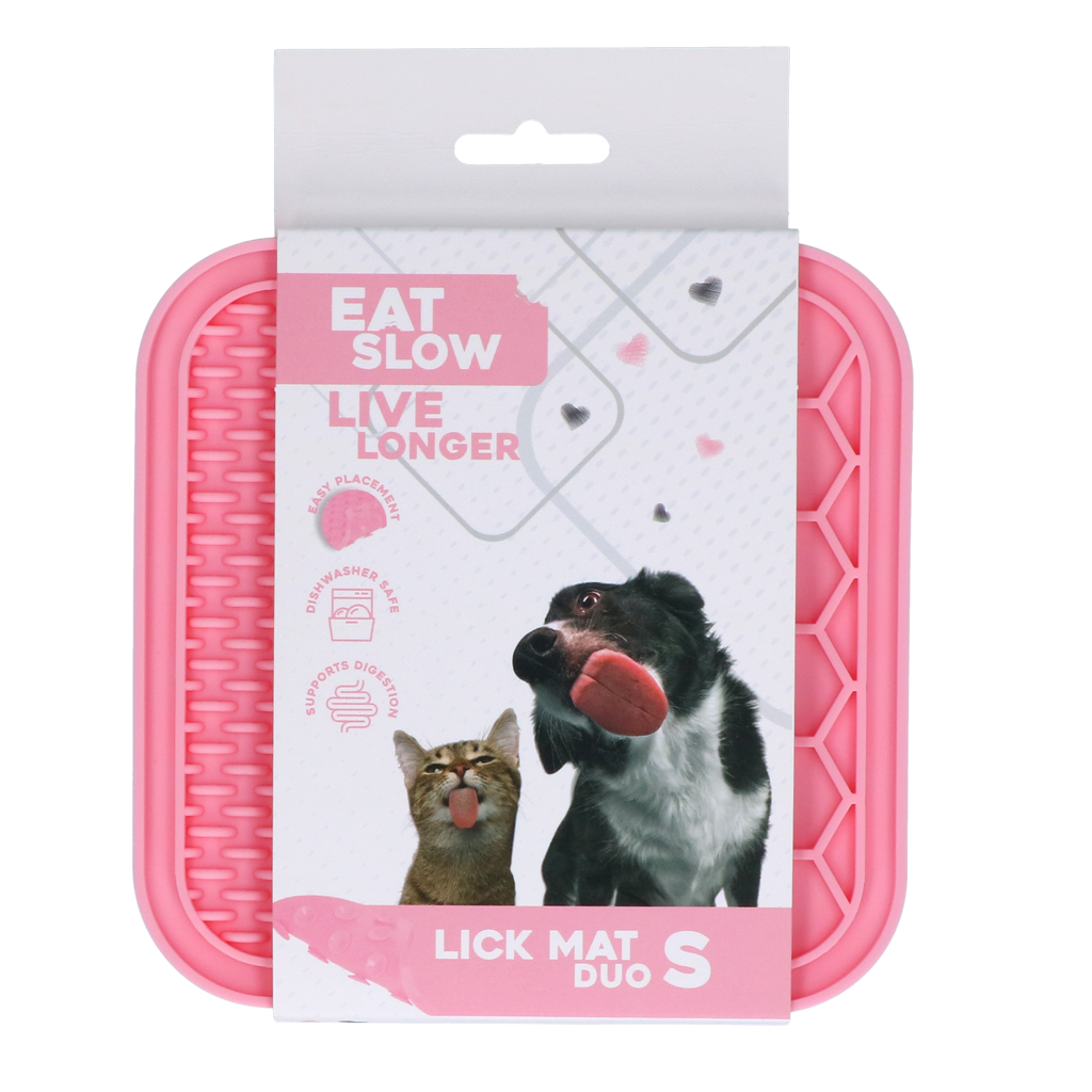 Eat Slow Live Longer Lick Mat Duo S Roze - Likmat voor Honden en Katten - afbeelding 1