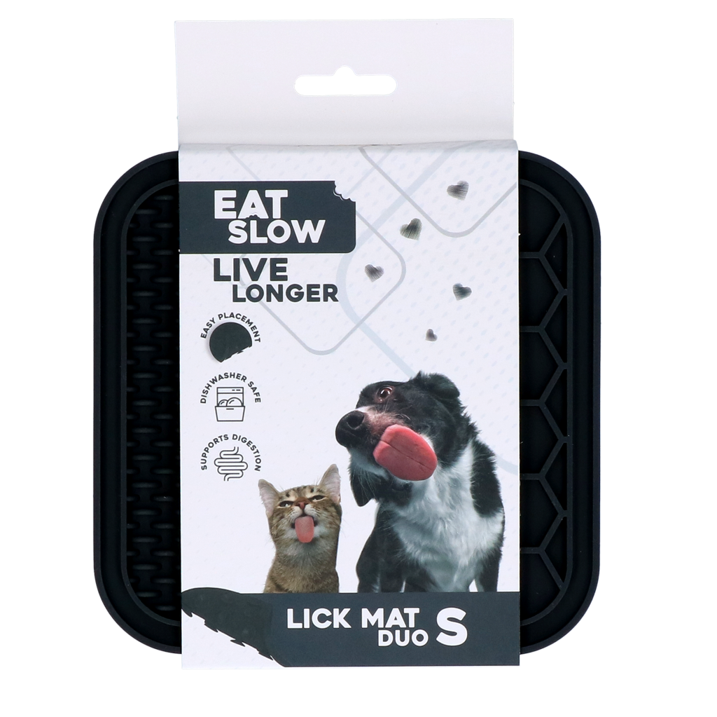 Eat Slow Live Longer Lick Mat Duo S Grijs - Likmat met 2 patronen - afbeelding 1