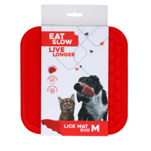 Eat Slow Live Longer Lick Mat Duo M Rood - 21 x 21 cm