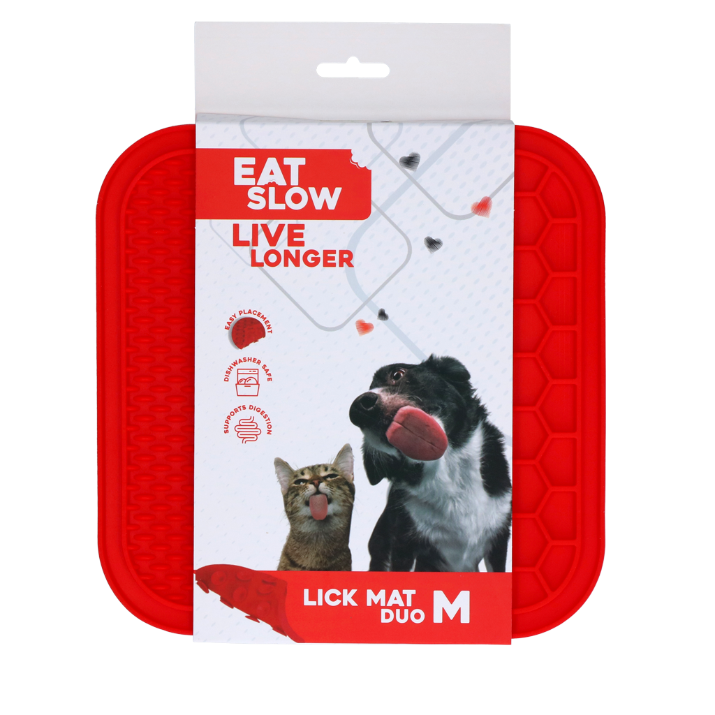 Eat Slow Live Longer Lick Mat Duo M Rood - 21 x 21 cm - afbeelding 1
