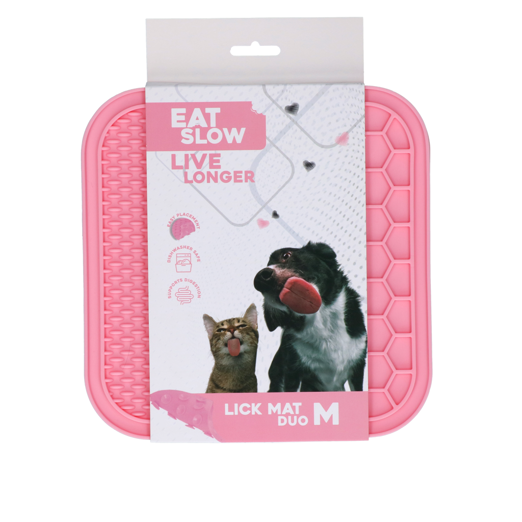 Eat Slow Live Longer Lick Mat Duo M Roze - 21 x 21 cm - afbeelding 1