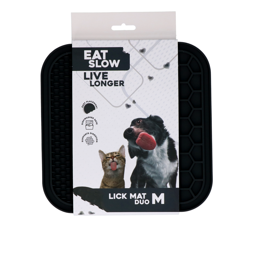 Eat Slow Live Longer Lick Mat Duo M Grijs - Voedingsuitdaging voor Huisdieren - afbeelding 1