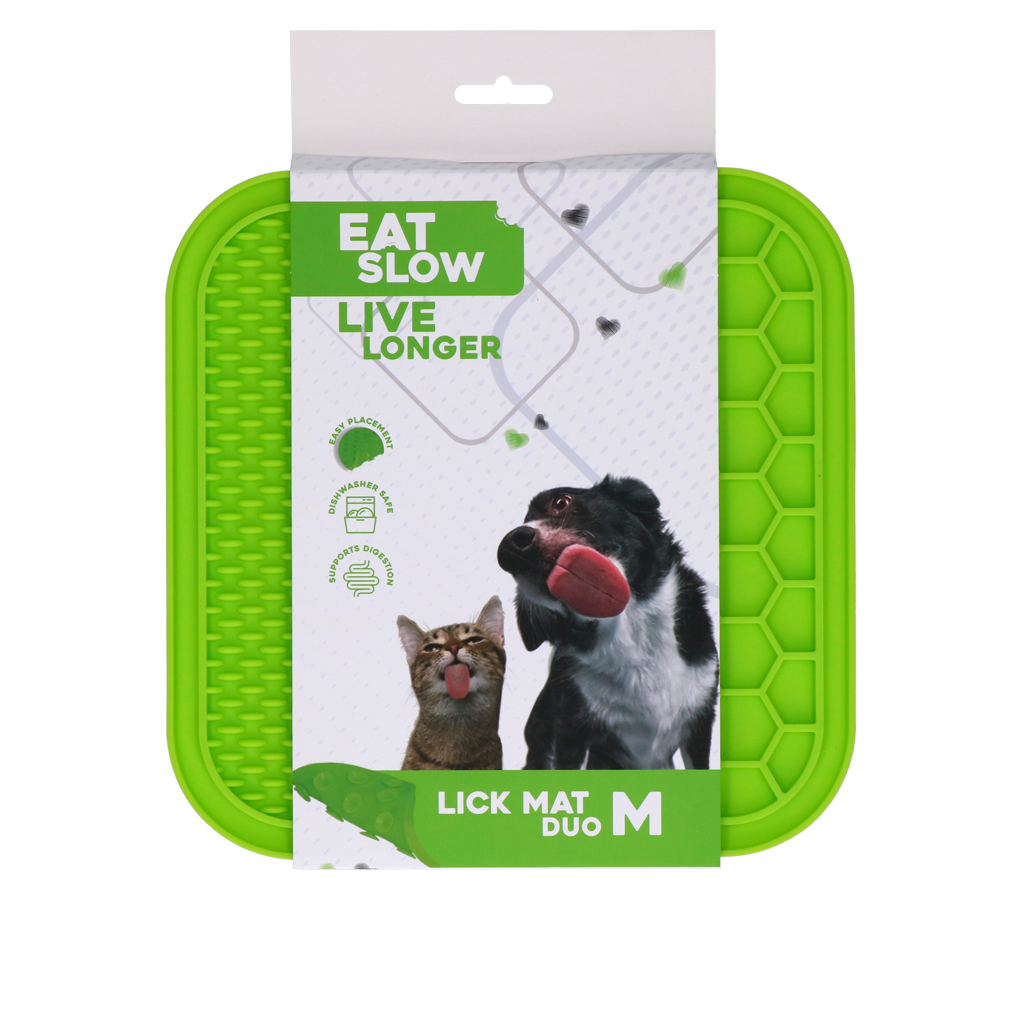 Eat Slow Live Longer Lick Mat Duo M Groen - 21 x 21 cm - afbeelding 1